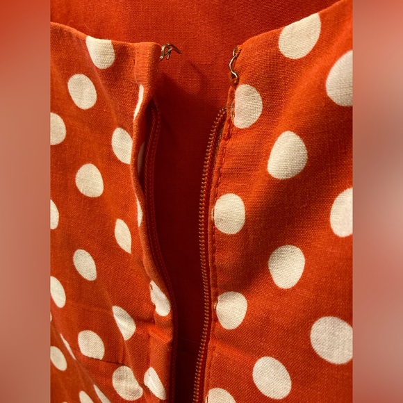 Orange and white polkadots empire waist summer dress - Picture 3 of 5